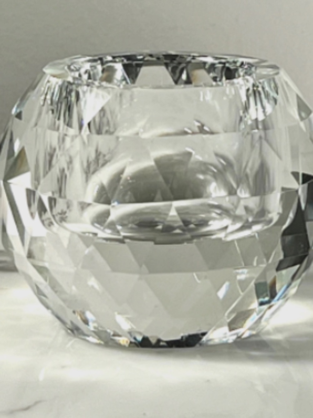 Set of three Oleg Cassini cut ball votive candleholder brilliant multi-faceted
